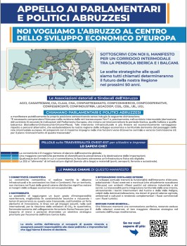 APPELLO AI PARLAMENTARI E POLITCI ABRUZZESI: VOGLIAMO L'ABRUZZO AL CENTRO DELLO SVILUPPO ECONOMICO D'EUROPA